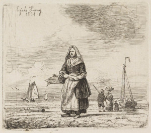 Vissersvrouw op het strand, Linning, Egidius (1821-1860), Teylers Museum Haarlem